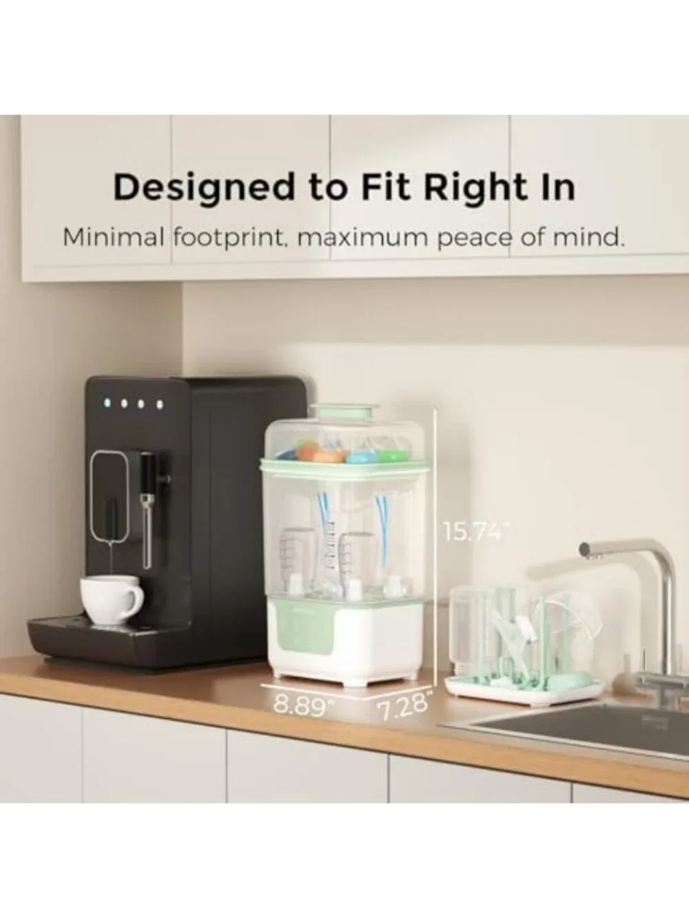 4-in-1 Compact Bottle Sterilizer & Dryer | Modular Nesting Design for Easy Use